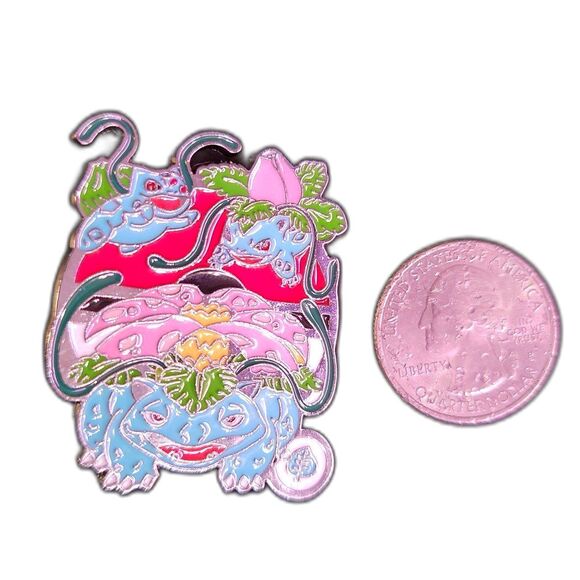 Large Pokemon Bulbasaur ivysaur venusaur Pokémon Evolution enamel pin - Picture 3 of 3